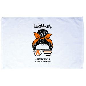 Warrior Leukemia Awareness Orange Ribbon Messy Bun Microfiber Hand Towel