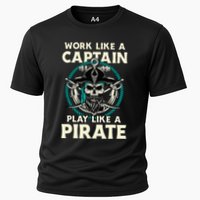 Work Like A Captain Play Like A Pirate Skull Crossbones Performance Shirt