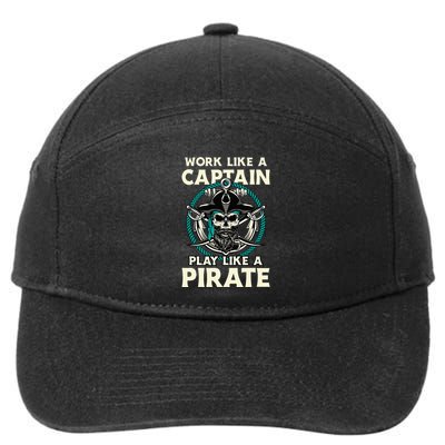 Work Like A Captain Play Like A Pirate Skull Crossbones 7-Panel Snapback Hat