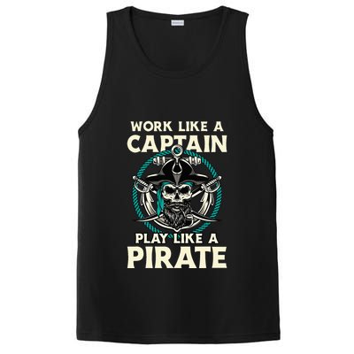 Work Like A Captain Play Like A Pirate Skull Crossbones PosiCharge Competitor Tank