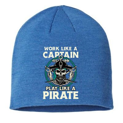 Work Like A Captain Play Like A Pirate Skull Crossbones Sustainable Beanie
