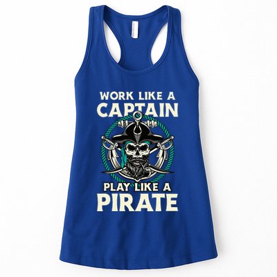 Work Like A Captain Play Like A Pirate Skull Crossbones Womens Tank Top