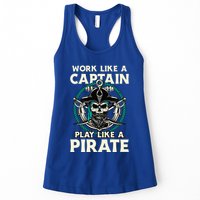 Work Like A Captain Play Like A Pirate Skull Crossbones Womens Tank Top