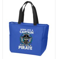 Work Like A Captain Play Like A Pirate Skull Crossbones Zip Tote Bag