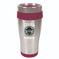Work Like A Captain Play Like A Pirate Skull Crossbones 16oz Travel Tumbler