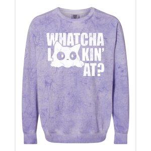 Watcha Lookin At Funny Cat Colorblast Crewneck Sweatshirt