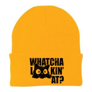 Watcha Lookin At Funny Cat Knit Cap Winter Beanie