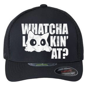 Watcha Lookin At Funny Cat Flexfit Unipanel Trucker Cap