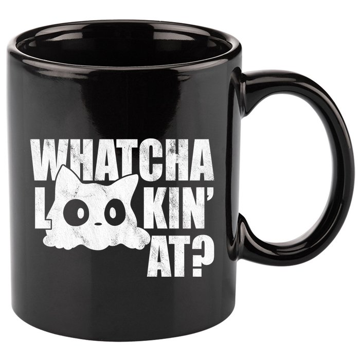 Watcha Lookin At Funny Cat 11oz C Handle Ceramic Mug