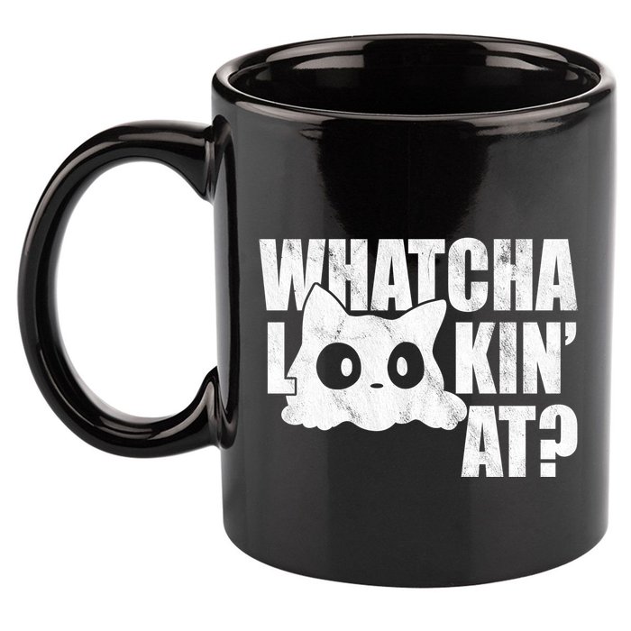 Watcha Lookin At Funny Cat 11oz C Handle Ceramic Mug