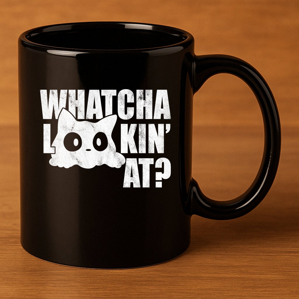 Watcha Lookin At Funny Cat 11oz C Handle Ceramic Mug