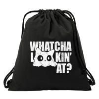 Watcha Lookin At Funny Cat Drawstring Bag