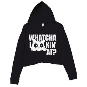 Watcha Lookin At Funny Cat Crop Fleece Hoodie