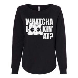 Watcha Lookin At Funny Cat Womens California Wash Sweatshirt