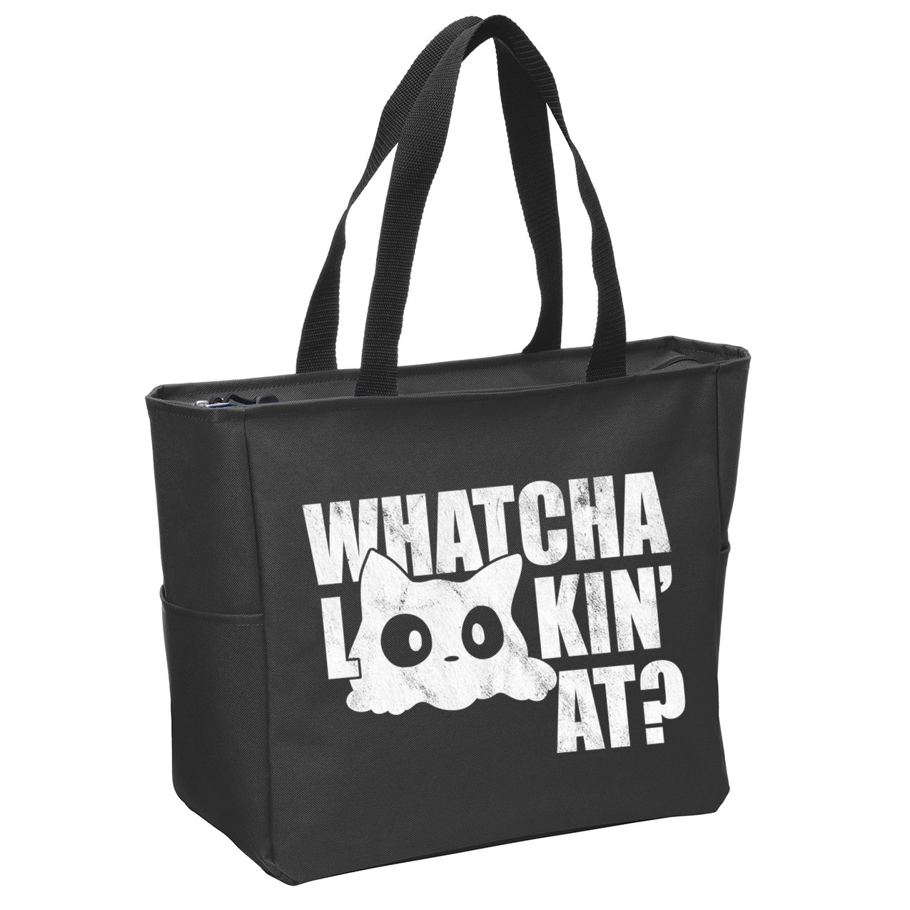 Watcha Lookin At Funny Cat Zip Tote Bag