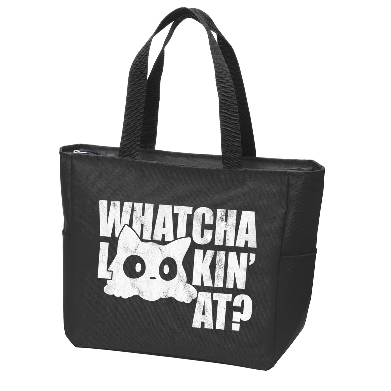 Watcha Lookin At Funny Cat Zip Tote Bag