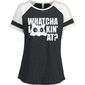 Watcha Lookin At Funny Cat Enza Ladies Jersey Colorblock Tee