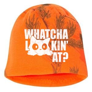 Watcha Lookin At Funny Cat Kati - Camo Knit Beanie