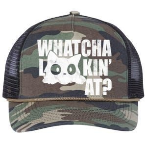 Watcha Lookin At Funny Cat Retro Rope Trucker Hat Cap