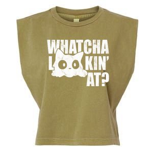 Watcha Lookin At Funny Cat Garment-Dyed Women's Muscle Tee