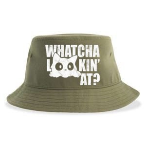 Watcha Lookin At Funny Cat Sustainable Bucket Hat