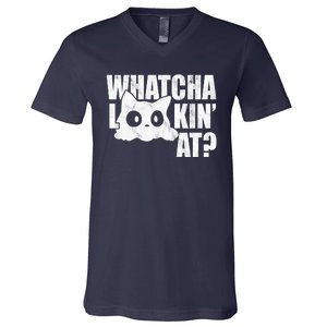 Watcha Lookin At Funny Cat V-Neck T-Shirt