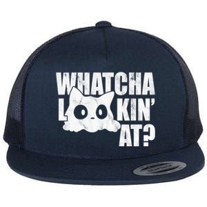 Watcha Lookin At Funny Cat Flat Bill Trucker Hat