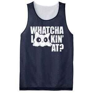 Watcha Lookin At Funny Cat Mesh Reversible Basketball Jersey Tank