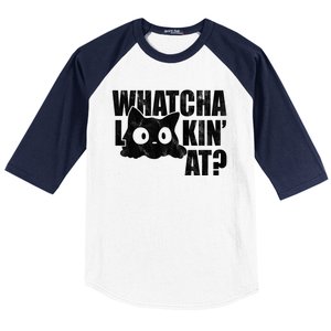 Watcha Lookin At Funny Cat Baseball Sleeve Shirt