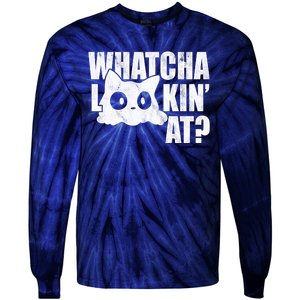 Watcha Lookin At Funny Cat Tie-Dye Long Sleeve Shirt