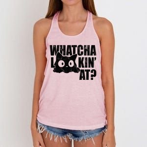 Watcha Lookin At Funny Cat Women's Knotted Racerback Tank