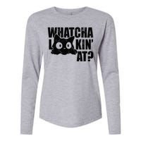 Watcha Lookin At Funny Cat Womens Cotton Relaxed Long Sleeve T-Shirt