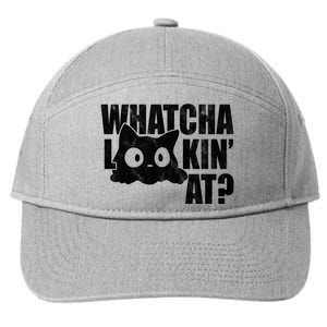 Watcha Lookin At Funny Cat 7-Panel Snapback Hat