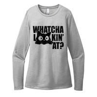 Watcha Lookin At Funny Cat Womens CVC Long Sleeve Shirt