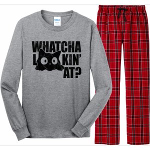 Watcha Lookin At Funny Cat Long Sleeve Pajama Set