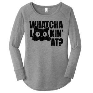 Watcha Lookin At Funny Cat Women's Perfect Tri Tunic Long Sleeve Shirt