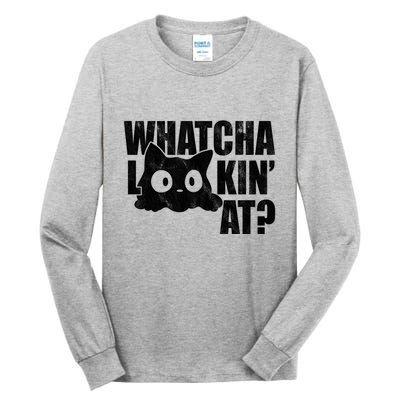 Watcha Lookin At Funny Cat Tall Long Sleeve T-Shirt