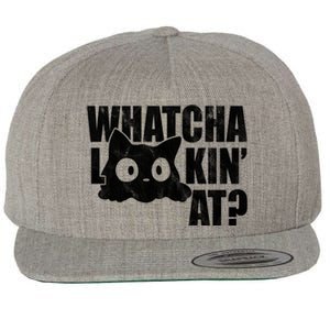 Watcha Lookin At Funny Cat Wool Snapback Cap