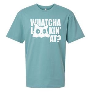 Watcha Lookin At Funny Cat Sueded Cloud Jersey T-Shirt