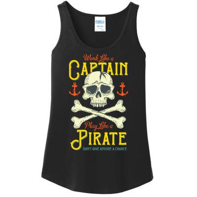 Work Like A Captin Play Like A Pirate Ladies Essential Tank