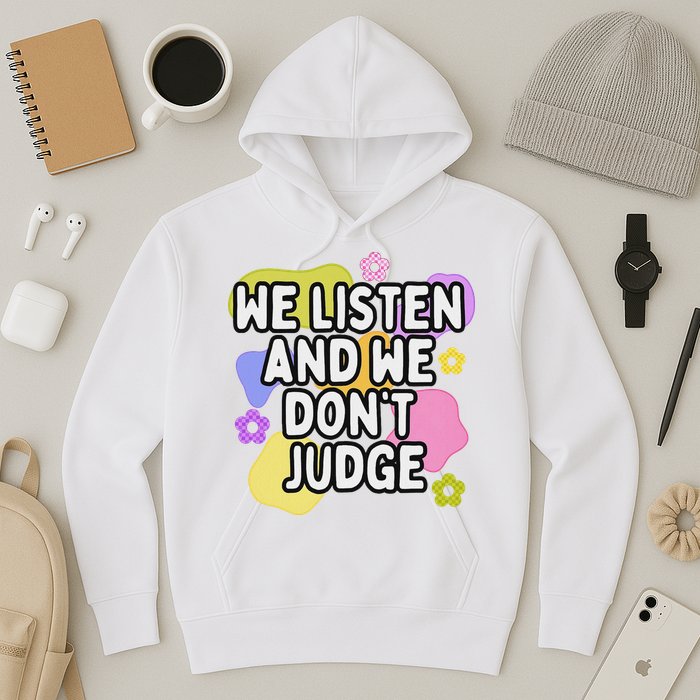We Listen And We DonT Judge Trending Relationship Saying Hoodie