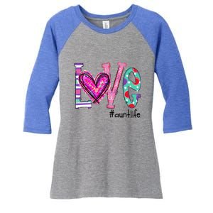 Wo Love Aunt Life Of Hearts Valentines Day Meaningful Gift Women's Tri-Blend 3/4-Sleeve Raglan Shirt