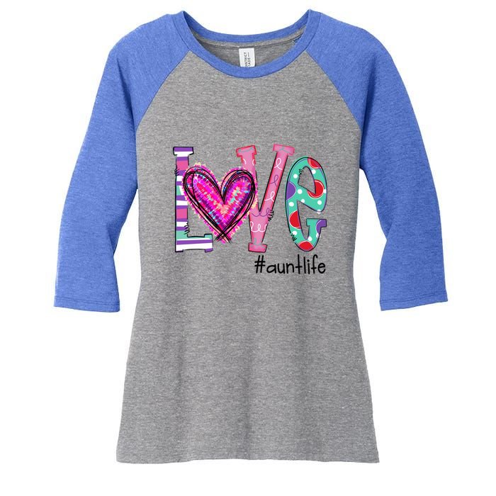 Wo Love Aunt Life Of Hearts Valentines Day Meaningful Gift Women's Tri-Blend 3/4-Sleeve Raglan Shirt