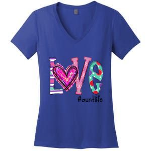 Wo Love Aunt Life Of Hearts Valentines Day Meaningful Gift Women's V-Neck T-Shirt