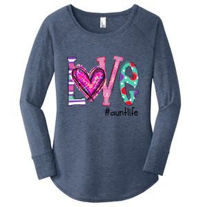 Wo Love Aunt Life Of Hearts Valentines Day Meaningful Gift Women's Perfect Tri Tunic Long Sleeve Shirt