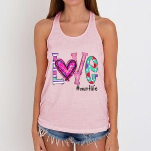 Wo Love Aunt Life Of Hearts Valentines Day Meaningful Gift Women's Knotted Racerback Tank