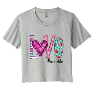 Wo Love Aunt Life Of Hearts Valentines Day Meaningful Gift Women's Crop Top Tee