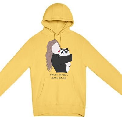 With Love And Hope Childless Cat Lady Premium Pullover Hoodie