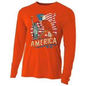 Who Love America Usa Me And You And All World I Want See Gift Cooling Performance Long Sleeve Crew