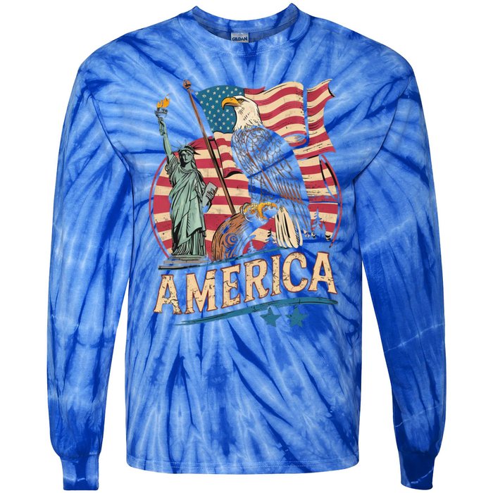 Who Love America Usa Me And You And All World I Want See Gift Tie-Dye Long Sleeve Shirt